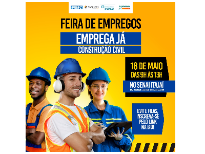 Imagem do evento FEIRA DE EMPREGOS CONSTRUÇÃO CIVIL ITAJAÍ 🚧